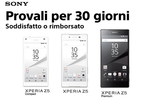 sony xperia z5 promo 17 11 2015 - Sony Xperia Z5: 30 giorni di prova soddisfatti o rimborsati