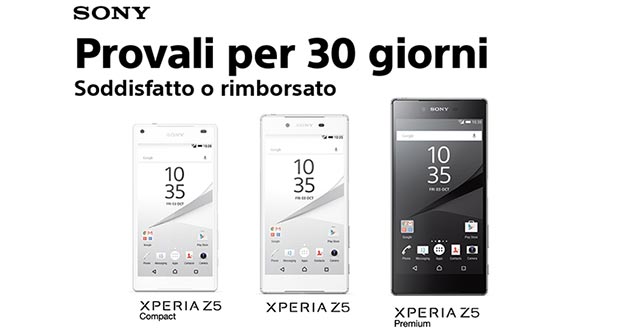 sony xperia z5 promo evi 17 11 2015 - Sony Xperia Z5: 30 giorni di prova soddisfatti o rimborsati