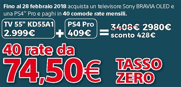 sony oled ps4 pro - Sony: PS4 Pro in regalo se si acquista un TV OLED A1